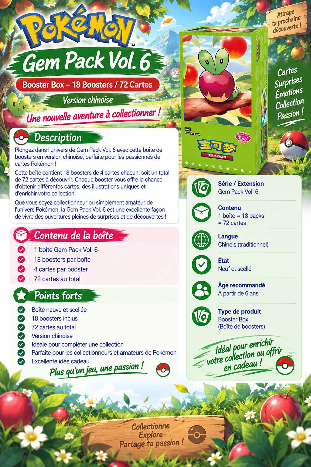 Pokémon GemPack Vol. 6 – Boîte de boosters en chinois