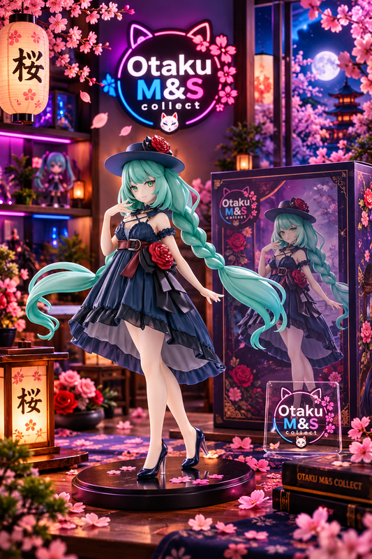 Hatsune Miku – Figurine élégante robe noire & roses