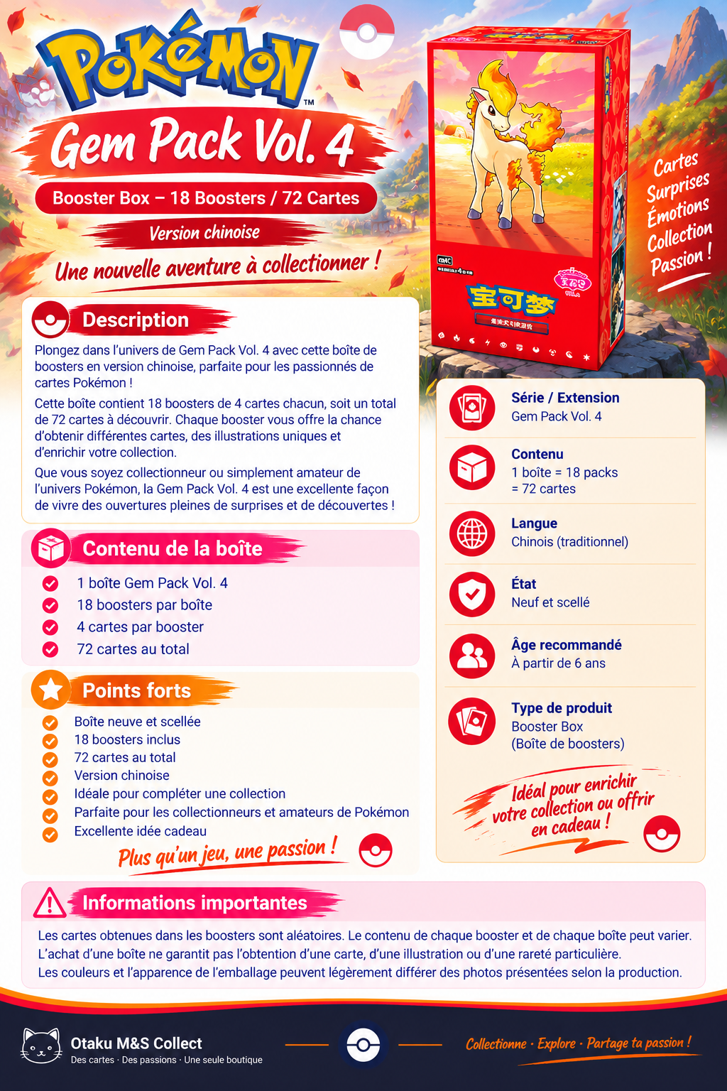Pokémon GemPack Vol. 4 – Boîte de boosters en chinois