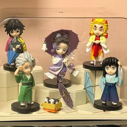 New Anime Figure Demon Slayer Figures Kimetsu No Yaiba Doll Plum Rain Series Blind Box Figurine Warrior Action Figure Model Toys