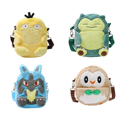 Gengar Mimikyu Snorlax Rowlet Lucario Charmander Plush Backpack Pokemon Anime Shoulder Bag Doll Toys