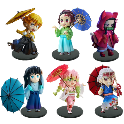 New Anime Figure Demon Slayer Figures Kimetsu No Yaiba Doll Plum Rain Series Blind Box Figurine Warrior Action Figure Model Toys
