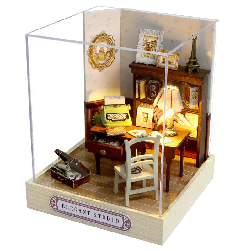 🏠 Kit de Maison de Poupée Miniature en Bois – Fait Main, DIY