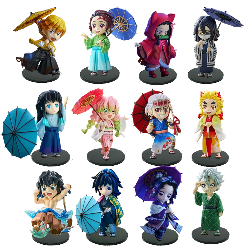 New Anime Figure Demon Slayer Figures Kimetsu No Yaiba Doll Plum Rain Series Blind Box Figurine Warrior Action Figure Model Toys