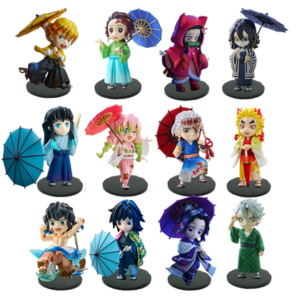 New Anime Figure Demon Slayer Figures Kimetsu No Yaiba Doll Plum Rain Series Blind Box Figurine Warrior Action Figure Model Toys