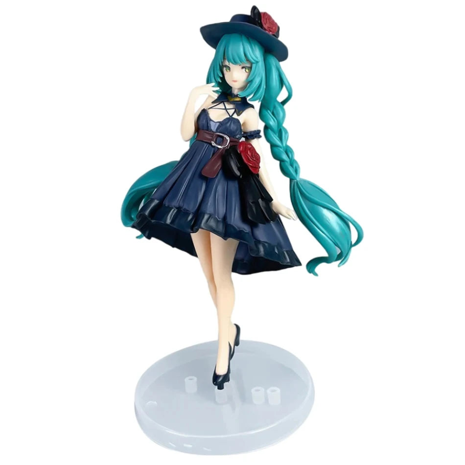 Hatsune Miku – Figurine élégante robe noire & roses