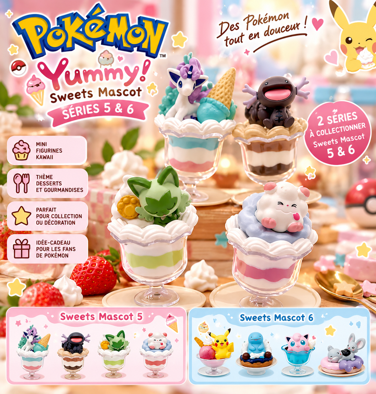 Pokémon Yummy! Sweets Mascot 5 & 6 – Mini figurines gourmandes