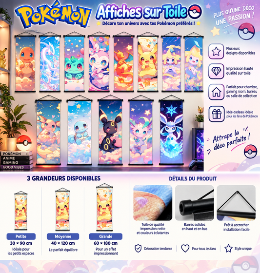 Affiches Pokémon sur toile – Collection kawaii